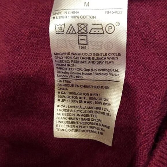 GAP men's  Pullover Maroon Burgundy Red Size M cotton crew neck.fall. spring win - Picture 5 of 5